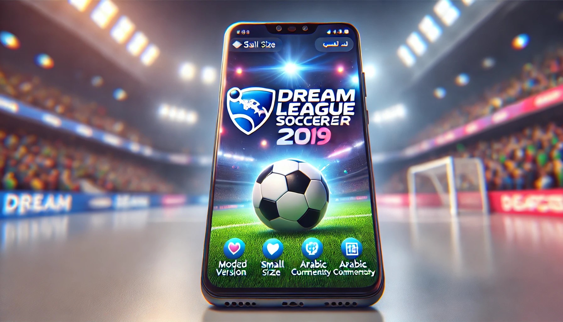 Download the hacked Dream League 2019 game for Android in a small size with Arabic commentary